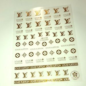 Gold tone Louis Vuitton Acrylic Nail Decals